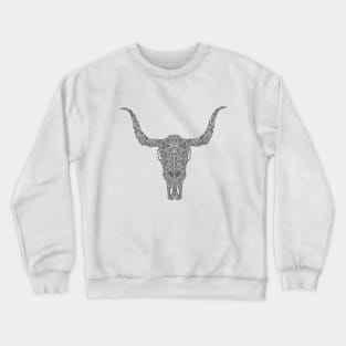 Paisley Bull Skull Black Crewneck Sweatshirt